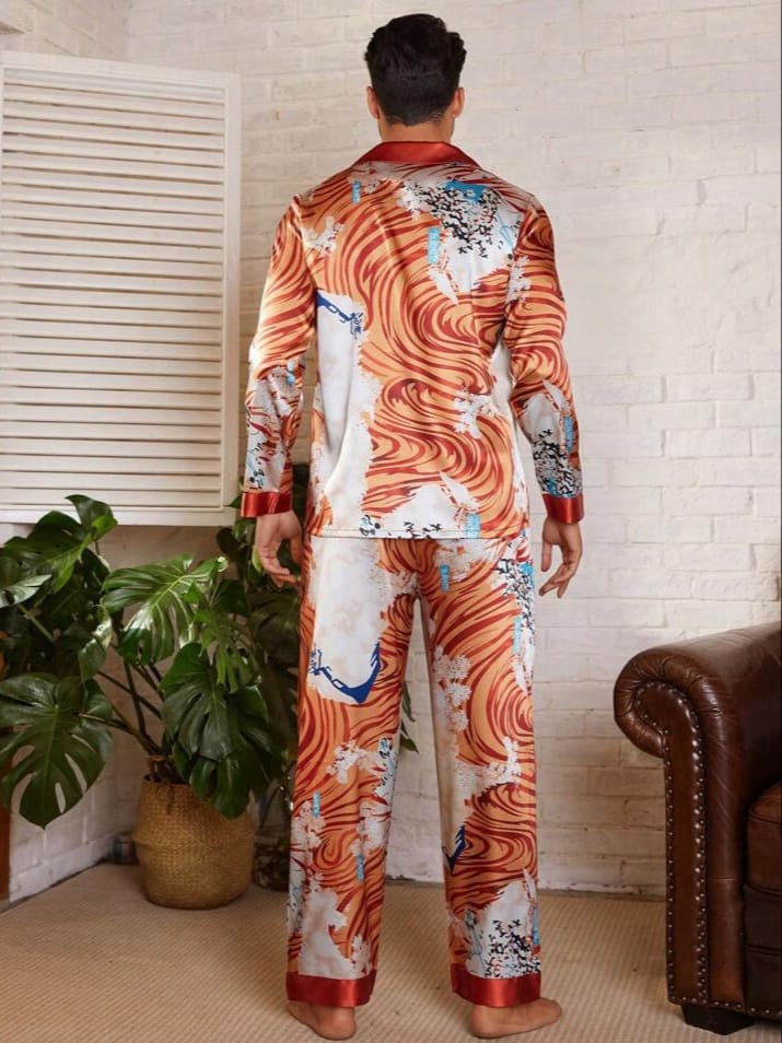 NIGHT-RIDER Men's Minimalist Long Sleeve Shirt & Long Pants Sleepwear Set